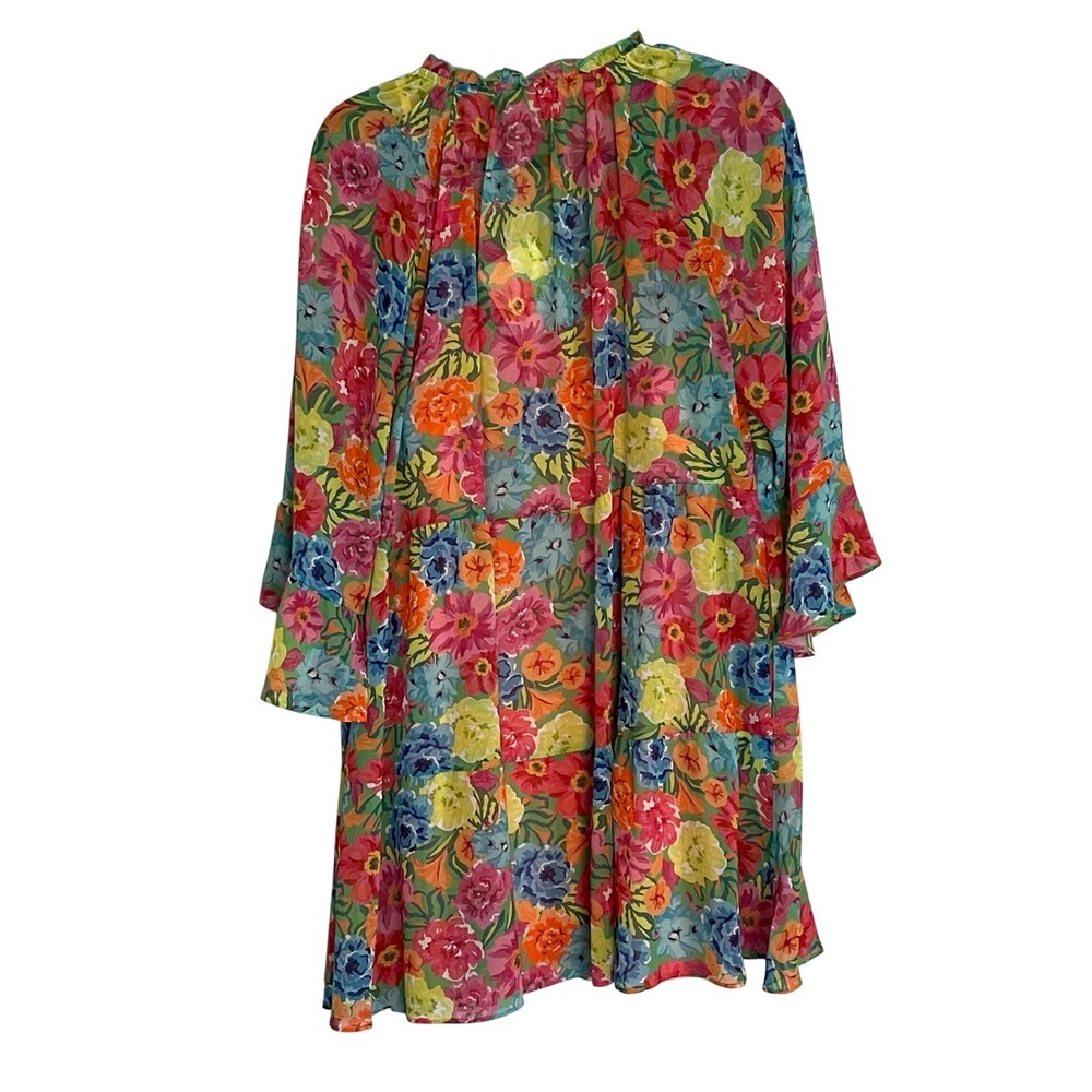 Show Me Your Mumu Floral Tiered Babydoll Mini‎ Dress Pink Blue Green Medium NWT - Picture 2 of 6